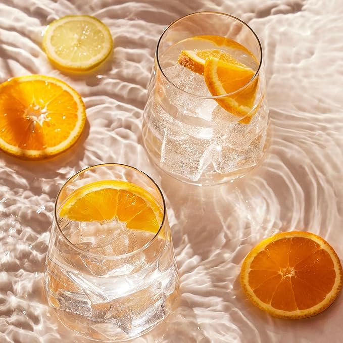 Krosno Water Juice Drinking Glasses, Set of 6, 12.9 oz, Avant-Garde Collection, Crystal Glass, Lightweight Everyday Drinking Glasses, Multi-Purpose, Dishwasher Safe, Made in Europe