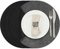 Myir JUN Round Placemats, Dual Sided Faux Leather Place Mats Set of 4 Indoor/Outdoor Non-Slip Washable Table Mats (Gray Black, Set of 4)
