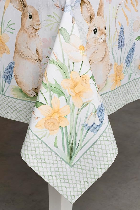 Maison d' Hermine Table Cloth Rectangle Table 100% Cotton 70 x 120 Inches Tablecloth Reusable Decorative for Dining Room Farmhouse Home Valentines Day Decorations Spring Summer - Easter Dew