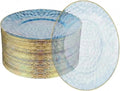 R-kay 100 Pack Blue Plastic Plates - 6 Inch Hammered With Gold Rim, Sturdy, Durable And Extra Heavy duty Blue Dessert Plates Disposable - Ideal For Appetizer And And For Desserts.
