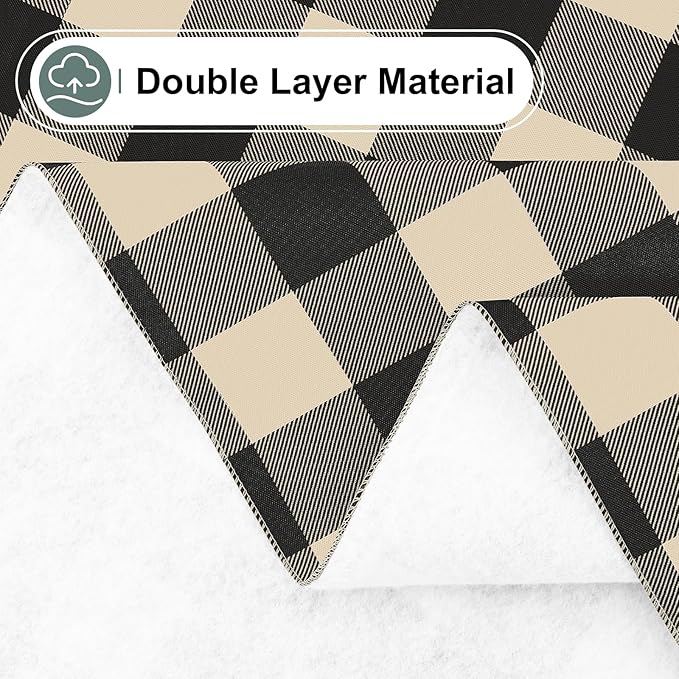 misaya Rectangle Waterproof Vinyl Table Cloth, Buffalo Flannel Backed Tablecloth, Wipeable Plastic Table Cover for Dinner, Kitchen, Outdoor (60" x 120", Black and Beige)