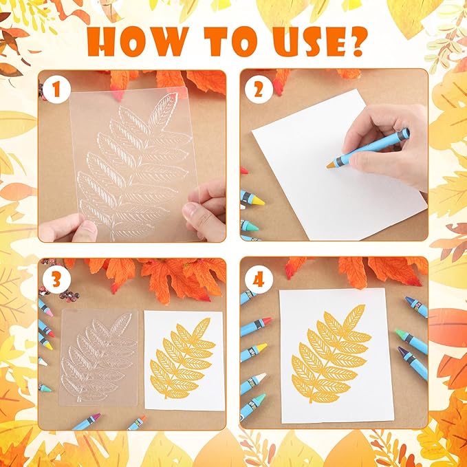 Wonderjune 20 Pcs Leaf Rubbing Plates 3.94 x 5.12 Inches Texture Art Supplies Texture Plates for Home, 20 Style