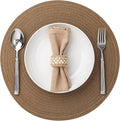Round Placemats Set of 8 Woven Placemats Washable Braided Table Mats for Dining Table Heat Resistant Non-Slip Circle Place Mats(Brown)