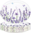 50 Pcs Lavender Oval Paper Plates Large 10" x 12" Spring Purple Lavender Floral Plates Disposable Heavy Duty Butterfly Flower Plates for Wedding Purple Baby Shower Lavender Birthday Party Decorations