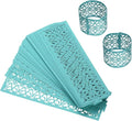 uxcell 100Pcs Napkin Rings Laser Cut Foil Paper, Napkin Holder Hollow Napkin Bands for Weddings Party Serviette Table Decoration Restaurant (Blue, 5.3 x 1.6)