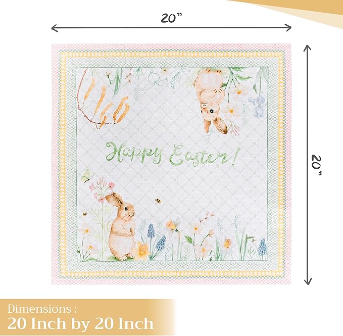 Maison d' Hermine Cloth Napkins Set of 4 100% Cotton Everyday Reusable Square Napkins Cloth Washable Dinner Party Wedding Restaurant Valentines Day Decorations Spring/Summer (Easter Dew, 20" x 20")