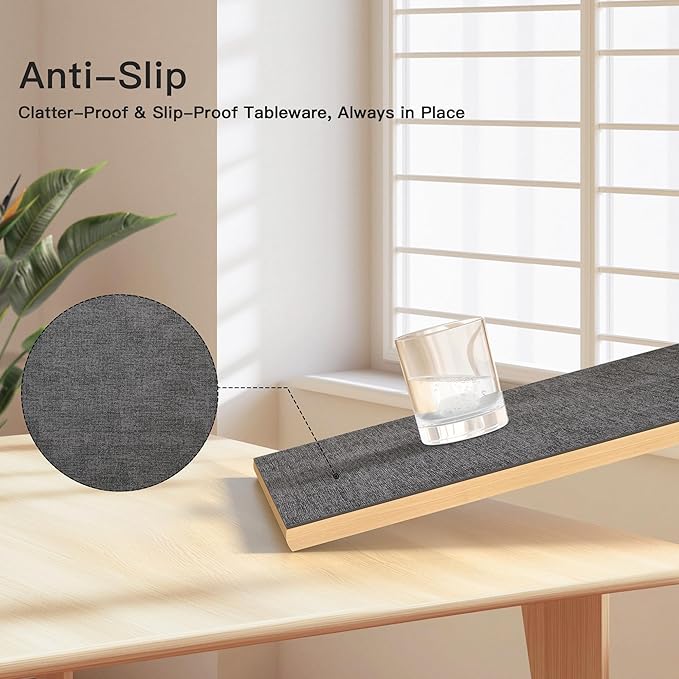 DOLOPL Placemats Set of 4, Reversible Wipeable & Heat Resistant Place Mats, Modern Faux Leather Table Mats for Kitchen, Neutral Waterproof Tablemats for Dining Table Decor, Wedding, Party(Charcoal)