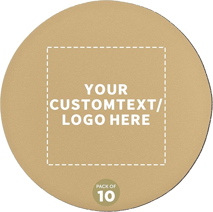 10 Round Foam Bud Coasters Pack, 4 inch - Customizable Text, Logo - PU Foam, Party Favor - Khaki