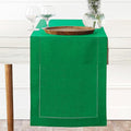 D'Moksha Homes Linen Kelly Green Table Runner 144 Inches Long - 100% Pure Linen Extra Long Table Runner 14 x 144 Inch for St Patricks Day, Easter - Classic Hemstitch