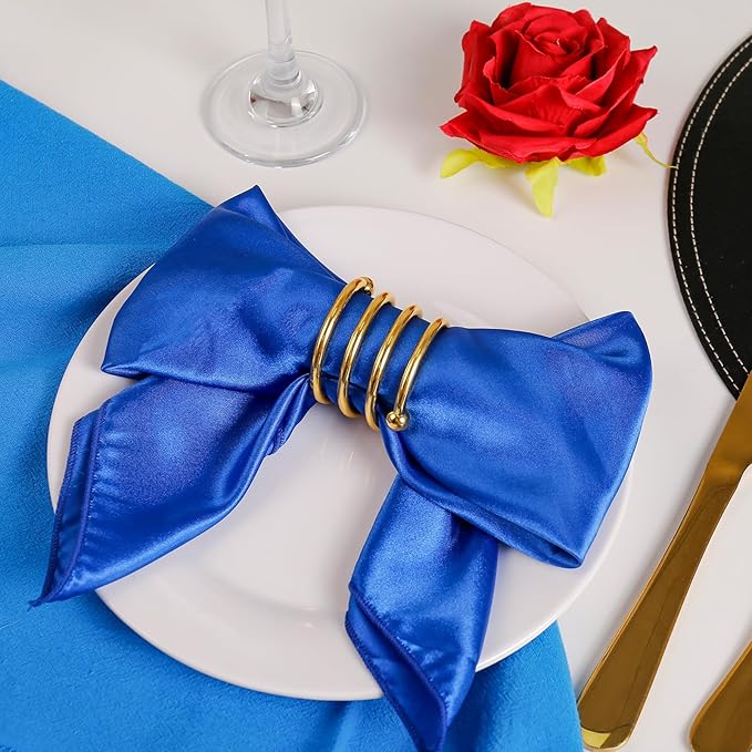 Gold Napkin Rings Set of 8, Metal Napkin Rings Dinner Napkin Holders for Cloth Napkins Thanksgiving Wedding Christmas Party Kitchen Table Decoration(8 Pcs Gold Spring)