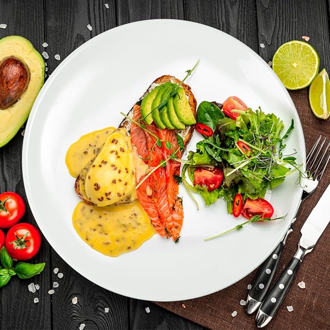 Dinner Plates Set of 6, 10 Inch White Ceramic Dinner Plates, Round Porcelain Appetizer Plate for Kitchen Serving and Everyday Use, Microwave & Dishwasher Safe