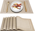 DACHUI Placemats Set of 4, Linen Look Woven Place Mats, Water Resistant, Heat Resistant, Washable, Durable Table Mats (Beige)