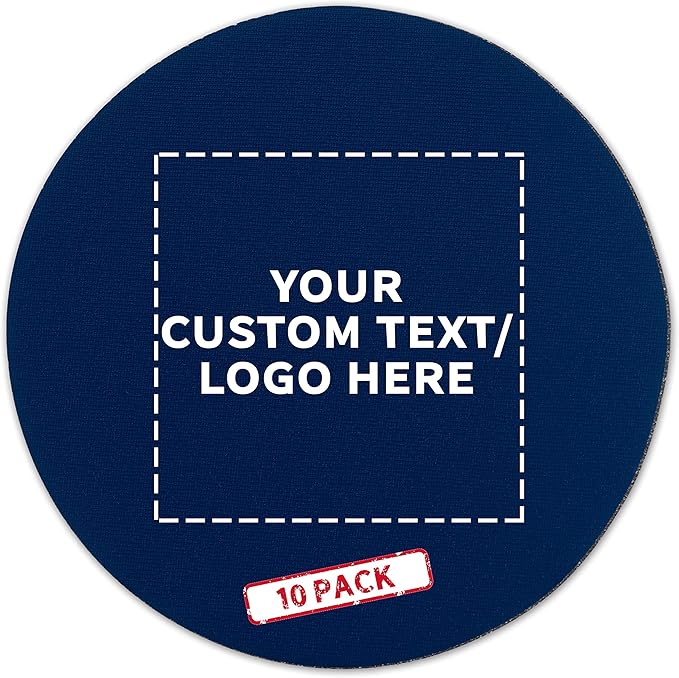 10 Round Foam Bud Coasters Pack, 4 inch - Customizable Text, Logo - PU Foam, Party Favor - Navy Blue