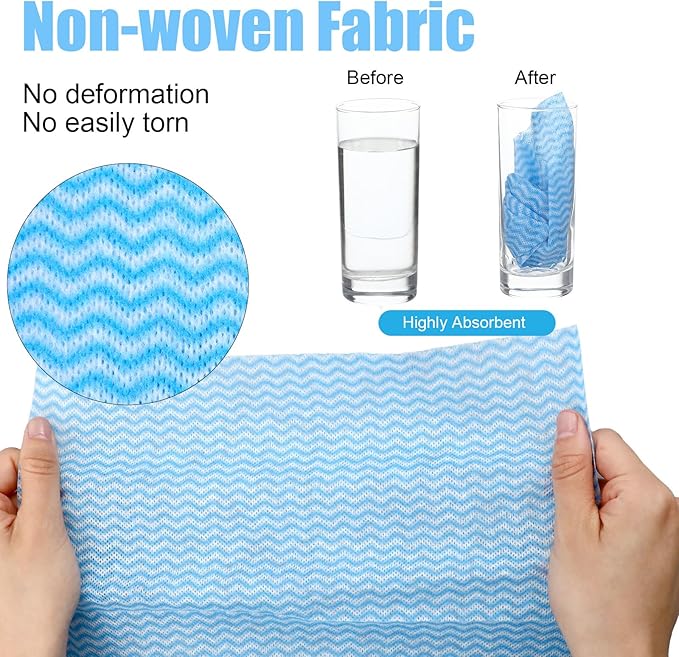 300 Pcs Disposable Dish Cloths for Kitchen Disposable Cleaning Cloth and Towels Handy Cleaning Wipes Disposable-Rags for Kitchen and Office(Blue)