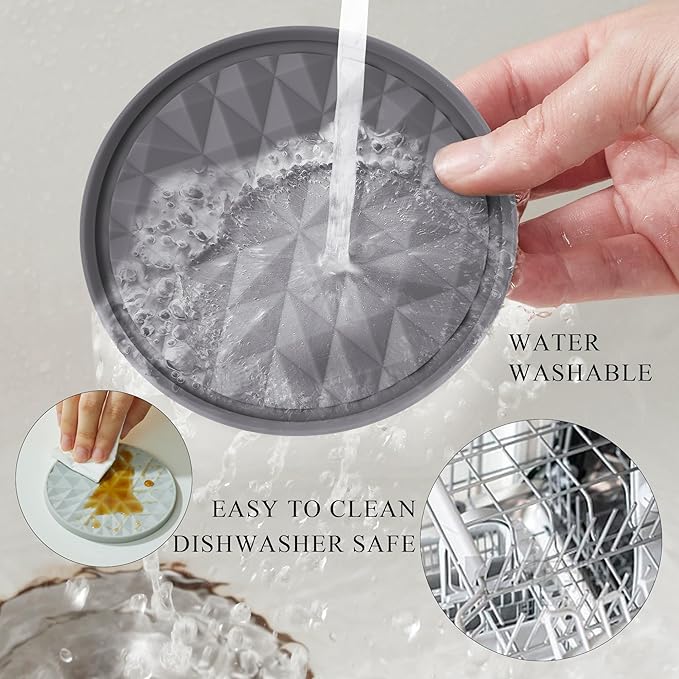 Silicone Coasters for Drinks[4 Pack]- Cup Mat for Tabletop Protection-Non-Slip, Non-Stick, Coffee Table Decor, Great Gift for Any Occasion, Dark Grey