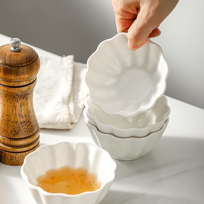 UIBFCWN 12 Pack 4oz Soy Sauce Dishes, Ceramic Dipping Sauce Bowls/Cups, 3.6inch Small Dip Bowls for Ketchup, Soy Sauce, Sushi, Condiments, Side Dishes, Microwave & Dishwasher Safe