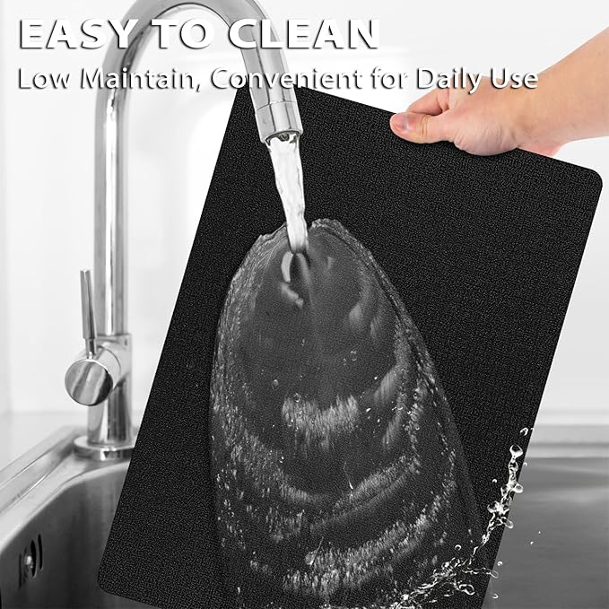 Placemats Set of 8, Washable Heat Resistant Table Placemats Wipeable Faux Leather Place Mats Non Slip, Waterproof Square Table Mats for Indoor Outdoor, Black