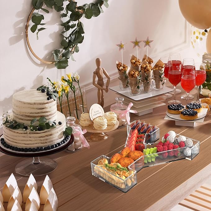 13.8" Acrylic Letter Charcuterie Tray, Charcuterie Letters Fillable Box for Food, Reusable Serving Cake Candy Dish Display Tray for Birthday Anniversary Party Decoration (Letter Y)