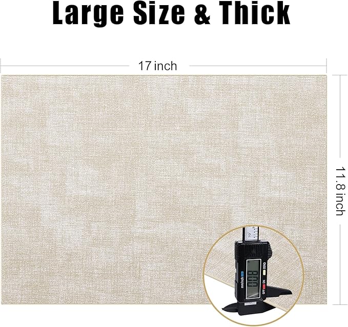 Homaxy Faux Leather Heat Resistant Placemats for Dining Table Set of 12, Waterproof Wipeable Washable PU Table Mats, Easy to Clean Anti-Slip Place Mats, 11.8" x 17", Beige
