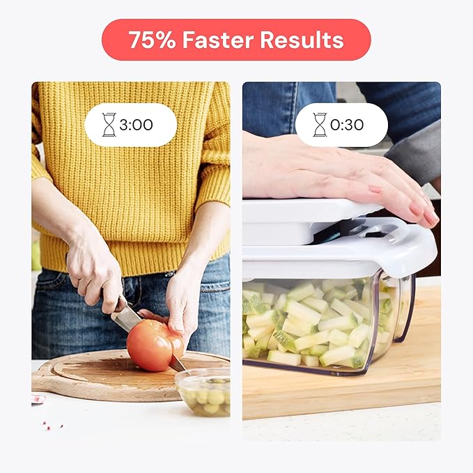 Fullstar The Original Pro Chopper - Vegetable Chopper and Spiralizer, Food Chopper with Container, Fruit Slicer, Kitchen Gadgets & Gifts, Home Essentials (8 in 1, White)
