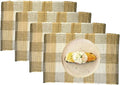 Perilla Home Cotton Placemat Set of 4 Table Mats for Kitchen Dining Home Decor Vintage Boho Rectangle Placemats (Beige and White 13"x19")