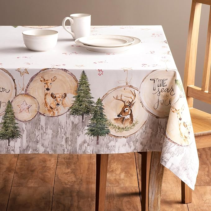 Maison d' Hermine Table Cloth Rectangle Table 100% Cotton 54 x 72 Inches Fall Tablecloth Reusable Everyday Use for Thanksgiving Christmas Decorations Dining Farmhouse Party (Mountain Life)