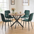 5-Piece Round Dining Table Set - Kitchen Table Chairs Set of 4 with Green Velvet Upholstered Chairs -Dining Table Set for 4