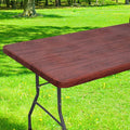 Smiry Rectangle Table Cloth Cover, Waterproof Elastic Fitted Picnic Tablecloth for 6 Foot Tables, Wipeable Flannel Backed Vinyl Tablecloths for Camping, Dining, Outdoor (Reddish Brown, 30" x 72")