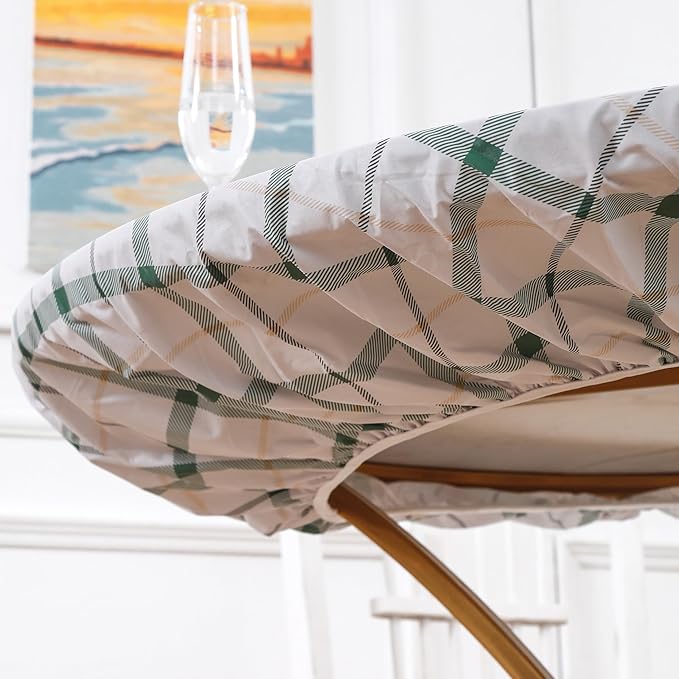 Walrus Round Vinyl Fitted Tablecloth with Flannel Backing Elastic Edge Design Table Cover Waterproof Oil-Proof PVC Table Cloth Stain-Resistant Best for 32"-36" Round