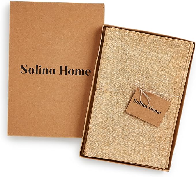 Solino Home Linen Cloth Napkins Set of 4-100% Pure Linen Golden Nugget Dinner Napkins 20 x 20 Inch for Spring, Easter - Athena, Handcrafted and Machine Washable
