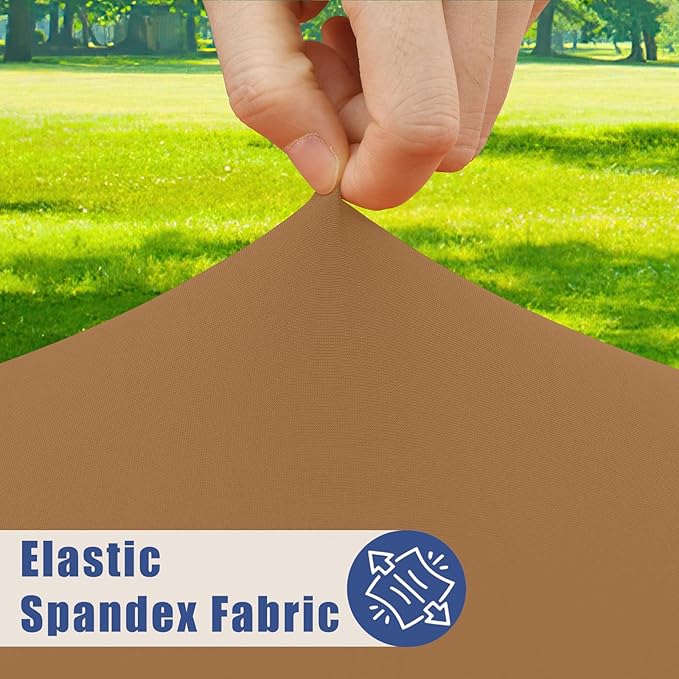Round Spandex Tablecloth, Elastic Fitted Waterproof Tablecloths for 42"-50" Tables, Stretch Washable Picnic Table Cover for Camping, Dining, Indoor and Outdoor,Brown