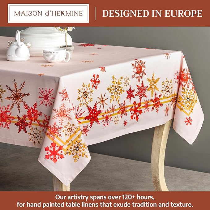 Maison d' Hermine Table Cloth Square Table 100% Cotton 54 x 54 Inches Fall Tablecloth Reusable Everyday Use for Thanksgiving Christmas Decorations Dining Farmhouse Party (Crystal Star)
