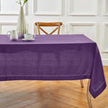 Solino Home Linen Tablecloth for Rectangle Tables 60 x 90 Inch - Classic Hemstitch 100% Pure Linen Purple Table Cloth - Machine Washable Cloth Tablecloth for Valentines, Spring, Easter