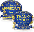 50Pcs Thank You Party Decorations We Appreciate You Oval Paper Plates 10" x 12" Heavy Duty Blue Gold Appreciation Paper Plates for Teacher Employee Staff Volunteer Appreciation Party Supplies
