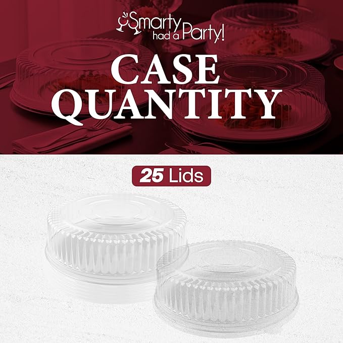 Smarty Had A Party 18 Inch Clear Round Plastic Tray Lids – Stackable Plastic Dome Lids for Catering Trays with Lids, Party Platters & Food Displays – BPA-Free Disposable Dome Covers – 25-Pack