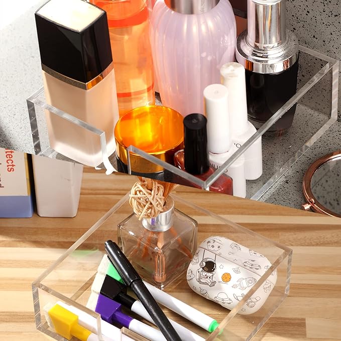 Acrylic Cocktail Napkin Holder for Table, Clear Beverage Napkin Holder Square Rectangle for Dinner, Kitchen, Bathroom, Restaurant, Bar (10 Pieces, 5.5 x 5.5 Inch)