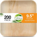 Raj Palm Leaf Plates [200-Pack] Large Square Plates like Bamboo plates Disposable, Strong, Decorative Compostable Tableware for wedding, Lunch, Dinner, Birthday, Camping, Outdoor BBQ, Picnic
