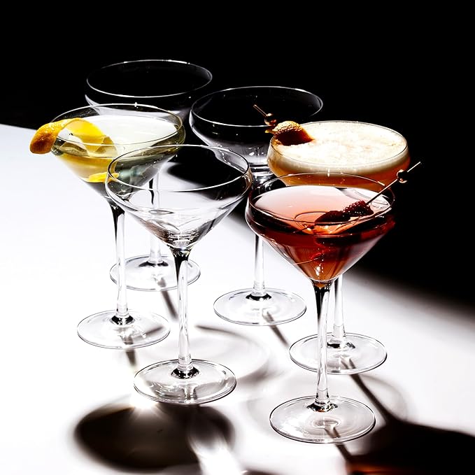 LEMONSODA Hand Blown/Nick And Nora Classic Martini Glasses Manhattan, Cosmopolitan, Espresso Martini, Lemon Drop, Dirty Martini - Inspired by 1930's - 50's Cocktail Culture - 6oz/10oz (Set of 2, 10oz)
