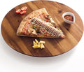 16" Acacia Wood Lazy Susan for Table Top - Wooden Turntable Serving Tray for Charcuterie Boards Cheese Board - Extra Large Round Lazy Susan Organizer - Kitchen Revolution for Countertop
