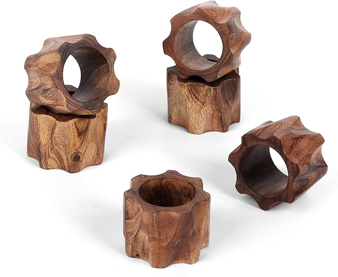 ALPHA Living HOME Napkin Rings Set of 12 for Dinner Parties, Weddings Receptions, Family Gatherings, Everyday Use - Set Your Style with Daily Use Table Décor Accessories (Brown)
