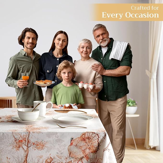 Maison d' Hermine Table Cloth Rectangle Table 100% Cotton 70 x 120 Inches Fall Tablecloth Reusable Everyday Use for Thanksgiving Christmas Decorations Dining Farmhouse Party (Giving Thanks)