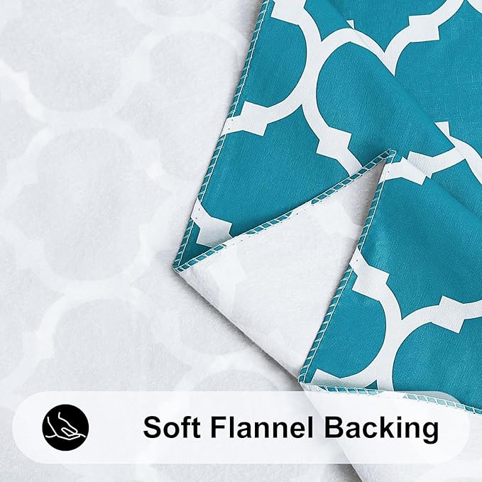 Smiry Rectangle Table Cloth Cover, Waterproof Vinyl Tablecloth with Flannel Backing for Rectangle Tables, Wipeable Spillproof Plastic Tablecloths for Dining, Camping, and Indoor (60"x120", Teal)