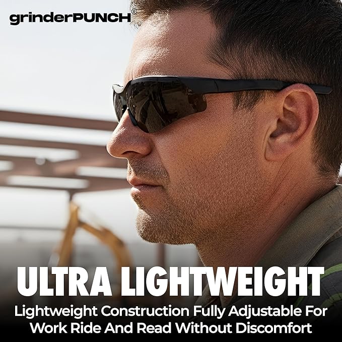 grinderPUNCH Bifocal Safety Sunglasses Sun Reading Glasses ANSI Z87 Impact Resistant Magnifier Sun Readers for Work Men Women