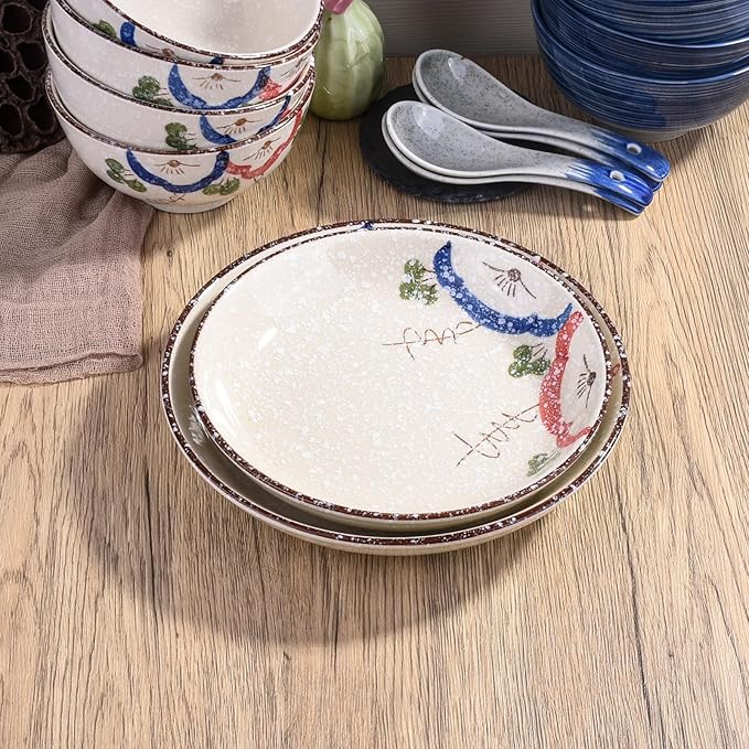 4-Piece Japanese Ceramic Dinnerware Set, Plate, Dish, Bowl, Spoon, Japanese Hand-painted Tableware set, A Good Tableware (WC)