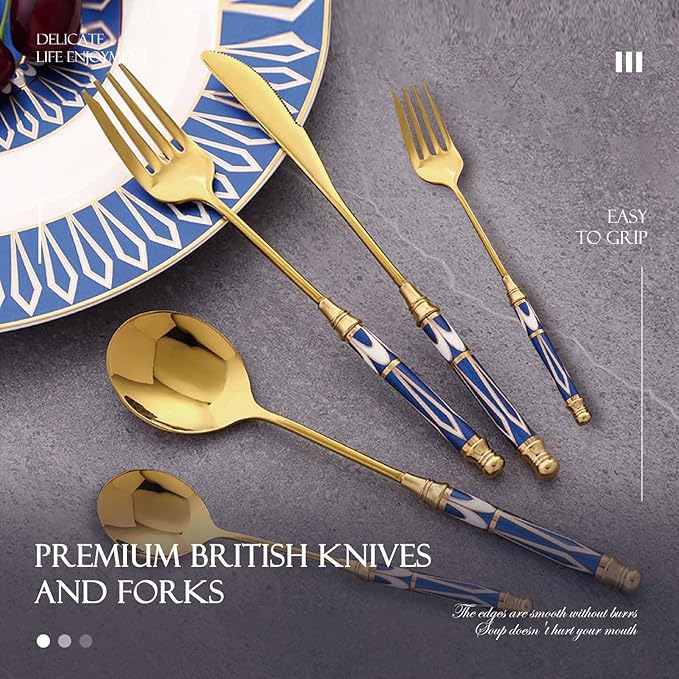 40-piece Silverware Set With Ceramic Handle, Premium Food Grade Stainless Steel Flatware Sets, Mirror Polished Cutlery Set, Dishwasher Safe (for 8 People)