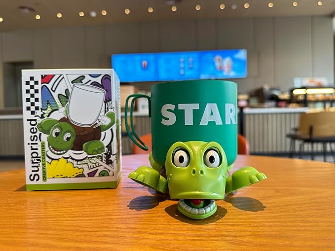 XYG® Turtle Coaster, 3D Printed Turtle Cup Holderwith Interactive Expression, Funny Tea Coasters, Insulated Drink Mat for Coffee & Wine Glasses, Kitchen Accessories & Home Decor (Light Green)