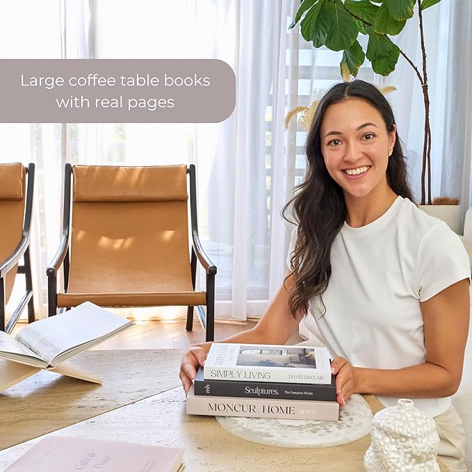 Decorative Coffee Table Books for Home Décor Accents Bookshelf Decor with Real Blank Pages and Removable Covers Set of 3 Mid Century Modern Fake Books for Decoration Room Decor Aesthetic