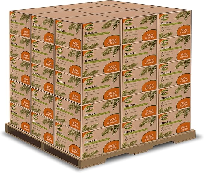 Raj Palm Leaf Plates [50-Pack] 8" Square Plates(200 Cases - 10,000 PACK) like Bamboo plates Disposable, Strong, Decorative Compostable Tableware for weddings, Lunch, Dinner, Birthday,Outdoor
