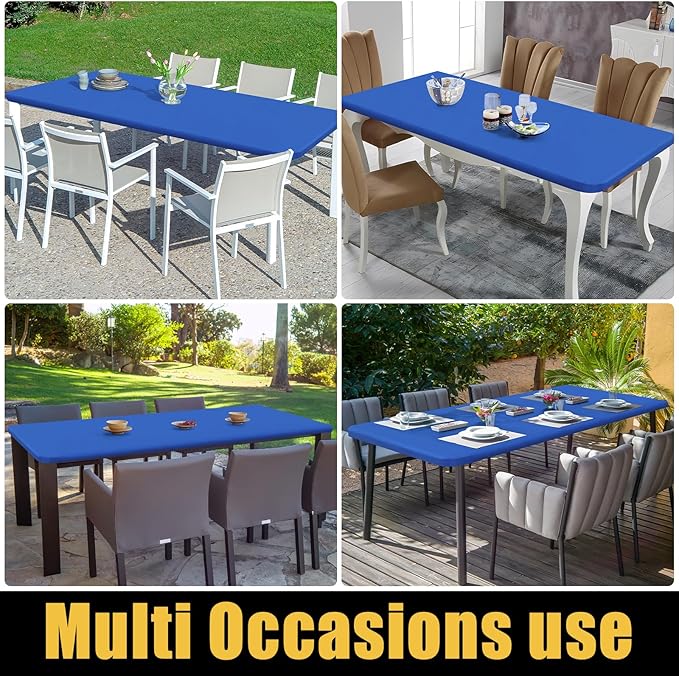 Smiry Rectangle Picnic Table Cloth, Waterproof Elastic Fitted Tablecloths for 4 Foot Tables, Washable Polyester Table Cover for Camping, Indoor and Outdoor (Blue, 24"x48")