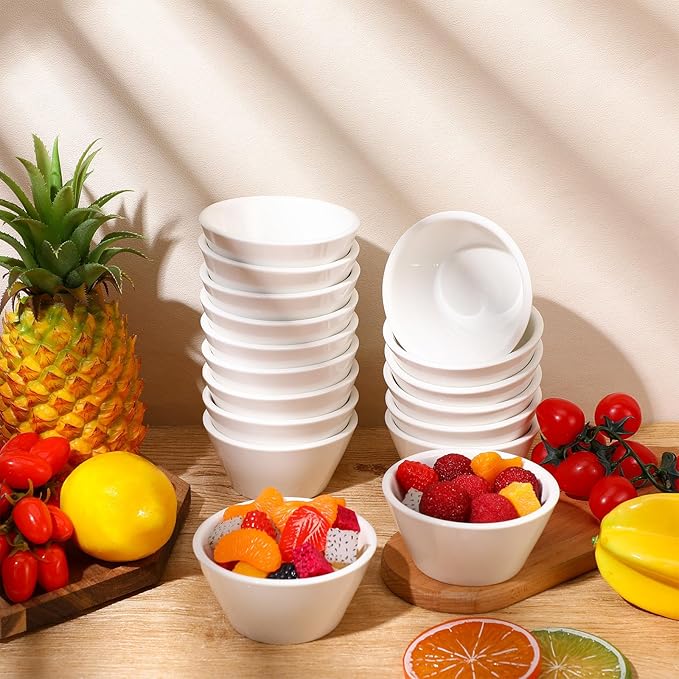 Domensi 18 Pcs 8 oz Porcelain Bowls Small Dessert Bowls Porcelain Broth Cups Soup for Ice Cream Dipping Sauce Bouillon Soups Salads Cereal, Microwave and Dishwasher Safe